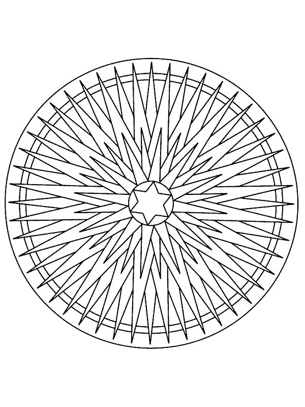 Print Kerstmis Mandala ster kleurplaat